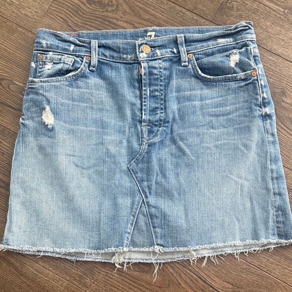 7 For All Mankind women's denim jean mini skirt 27 inch waist
